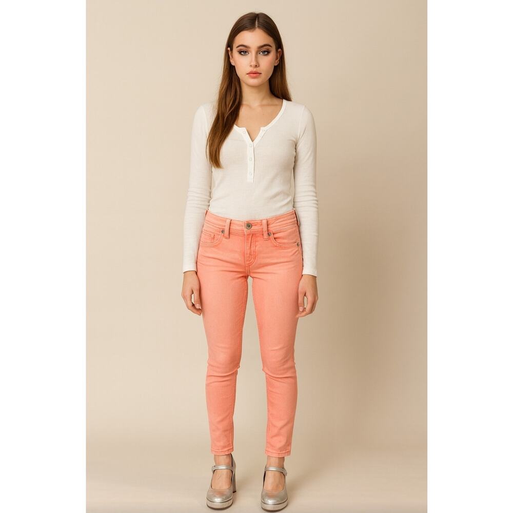 VTG Y2K Hydraulic Bailey Skinny Jeans Coral Wash Low Rise Juniors Sz 9/10 26"ins